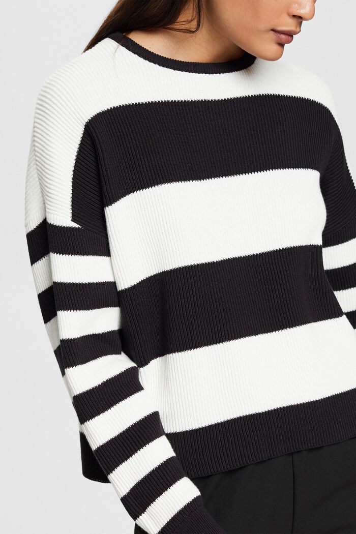 Pullover mit Streifenmuster, 100% Baumwolle, BLACK, detail image number 2