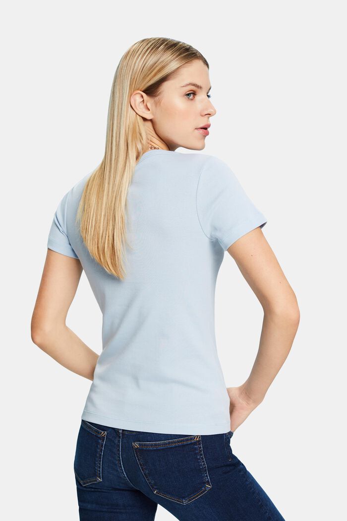 Baumwoll-T-Shirt mit V-Ausschnitt, LIGHT BLUE, detail image number 2