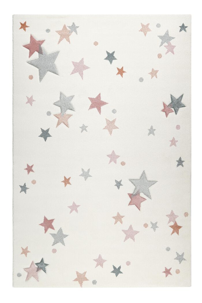 Kinder-Kurzflorteppich mit Sternen, WHITE, detail image number 0