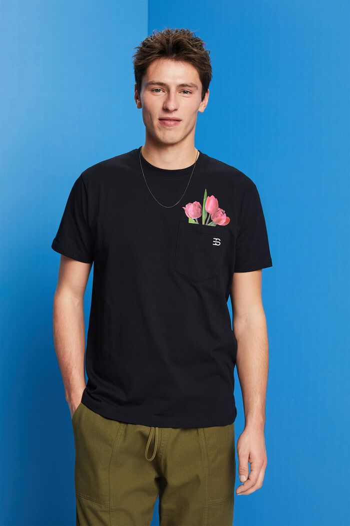 Jersey-T-Shirt mit Print , 100% Baumwolle, BLACK, detail image number 0