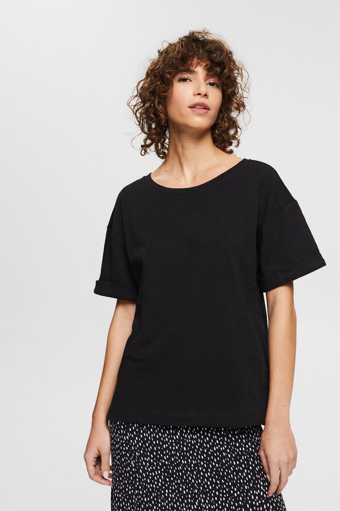 T-Shirt aus 100% Baumwolle, BLACK, detail image number 0