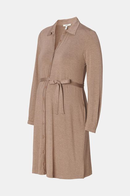 Jerseykleid mit Knöpfen auf der Vorderseite, TAUPE GREY, overview
