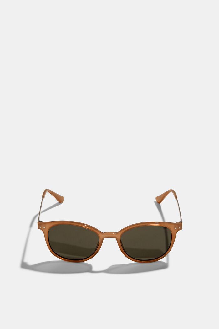Runde Sonnenbrille mit Metallbügeln, BEIGE, detail image number 0