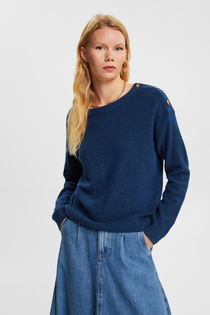 Mit Wolle: Pullover, NEW PETROL BLUE, detail image number 1