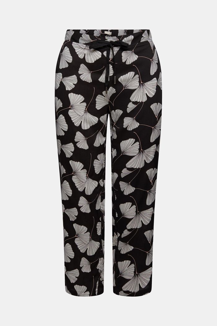 Pyjama-Hose mit Ginko-Print, LENZING™ ECOVERO™, BLACK, overview