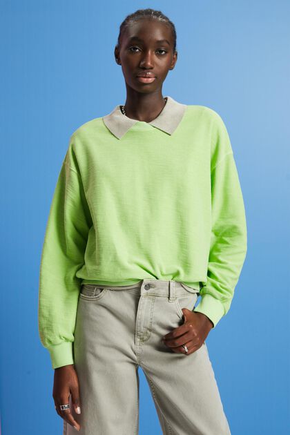 Sweatshirt mit Struktur, CITRUS GREEN, overview