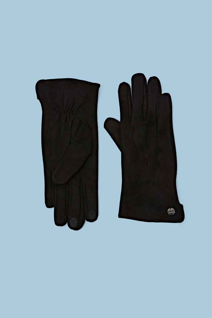 Rauleder-Handschuhe mit Touchscreen-Funktion, BLACK, detail image number 0
