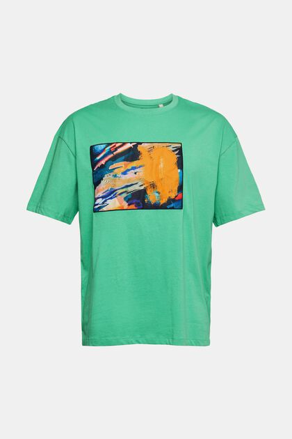 Jersey-T-Shirt mit großem Aufnäher, GREEN, overview