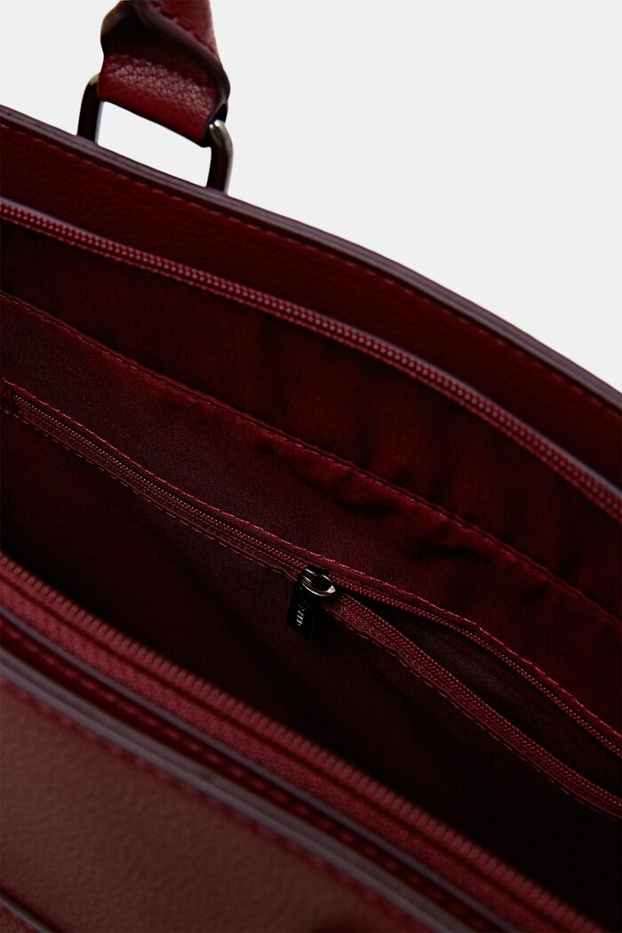 Tote Bag in Leder-Optik, GARNET RED, detail image number 3