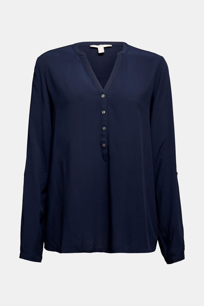 Henley-Bluse aus LENZING™ ECOVERO™, NAVY, overview