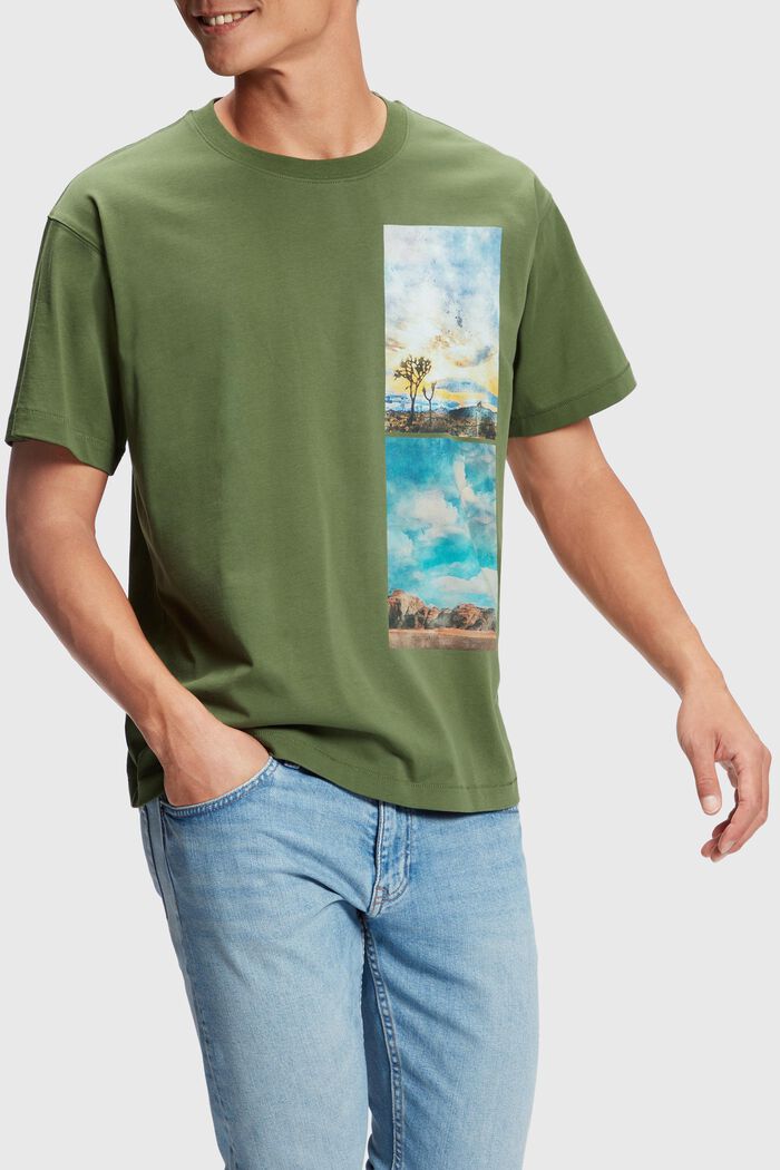 T-Shirt mit abgesetztem Landschafts-Print, FOREST, detail image number 0