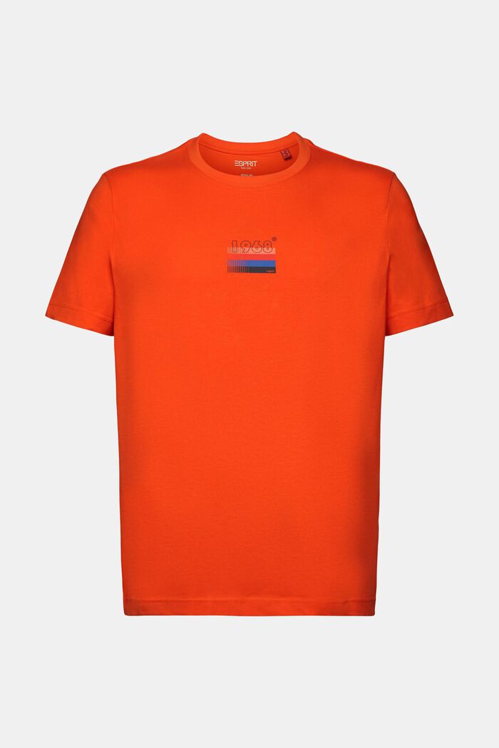 Bedrucktes Jersey-T-Shirt, 100 % Baumwolle, BRIGHT ORANGE, detail image number 6