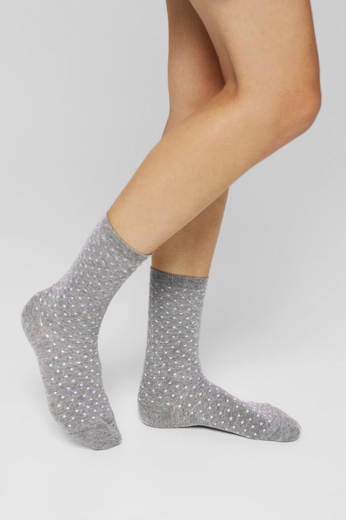 2er-Pack Socken mit Polka Dots, Bio-Baumwolle, LIGHT GREY MELANGE, detail image number 2