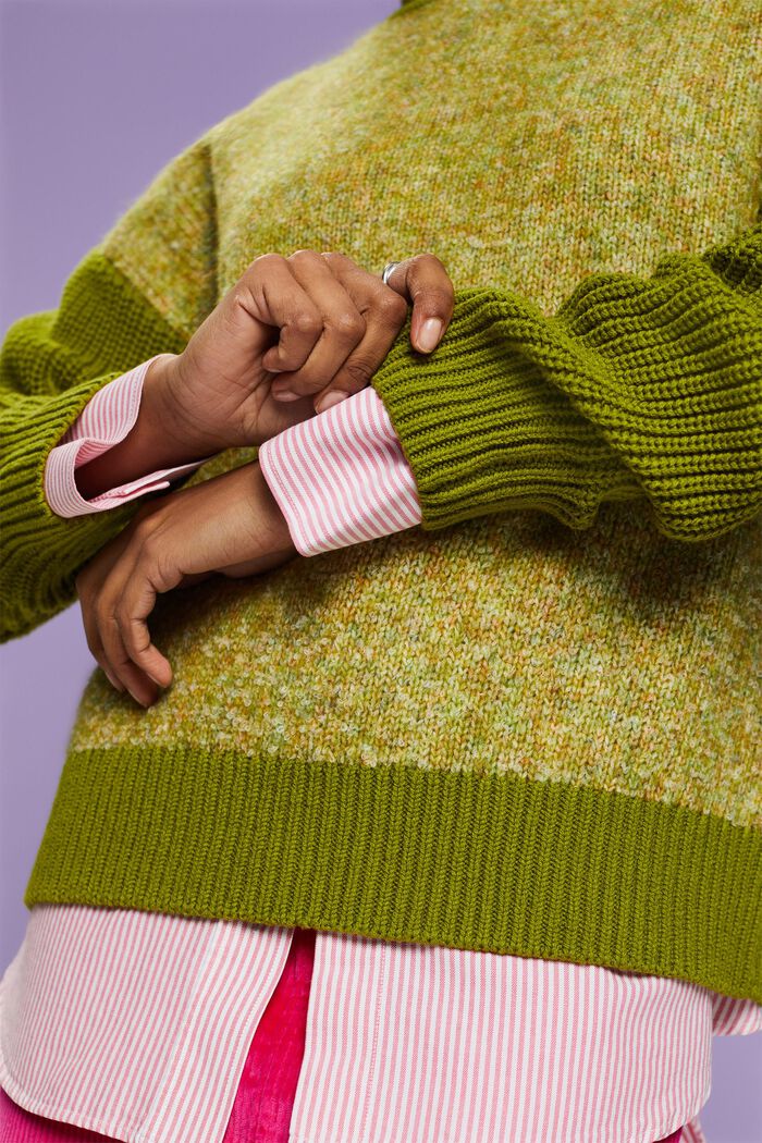 Melierter Pullover mit Stehkragen, LEAF GREEN, detail image number 2