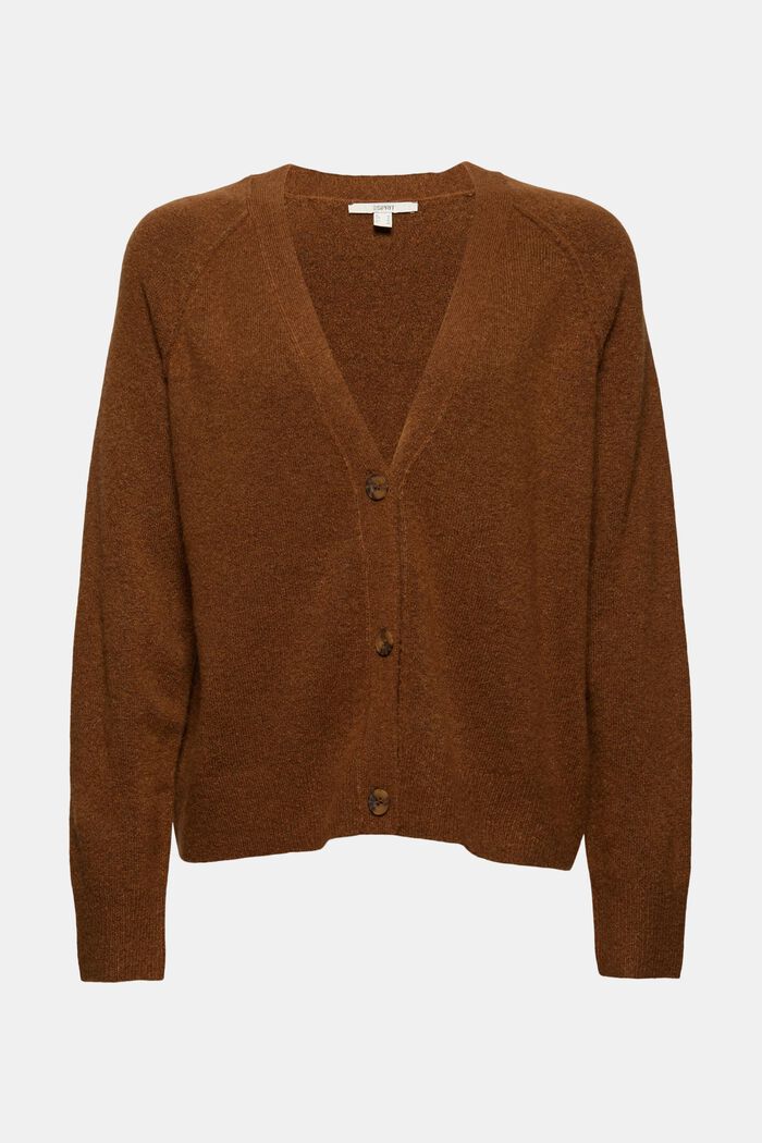 Mit Wolle: V-Neck Cardigan, TOFFEE, overview