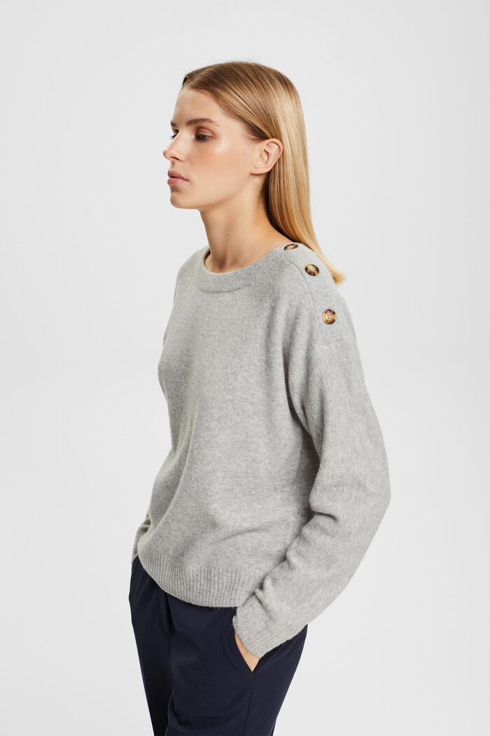 Mit Wolle: gestreifter Pullover, LIGHT GREY, detail image number 4