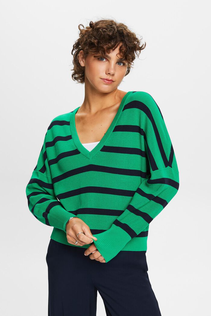 Pullover mit Fledermausärmeln, 100 % Baumwolle, GREEN, detail image number 0
