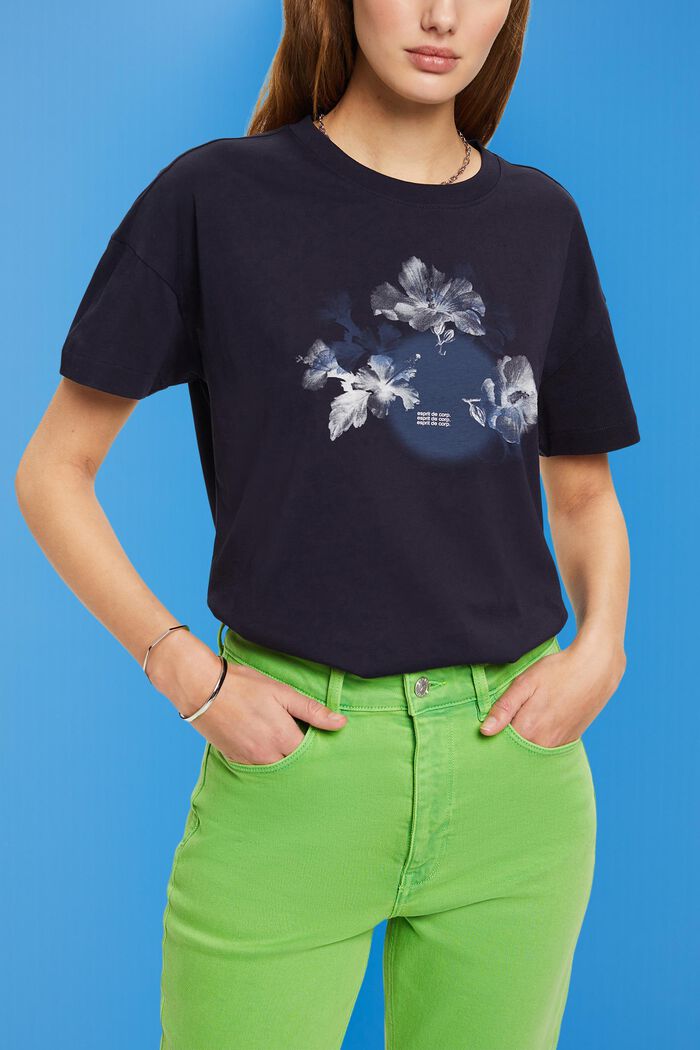 Baumwoll-T-Shirt mit Print, NAVY, detail image number 4