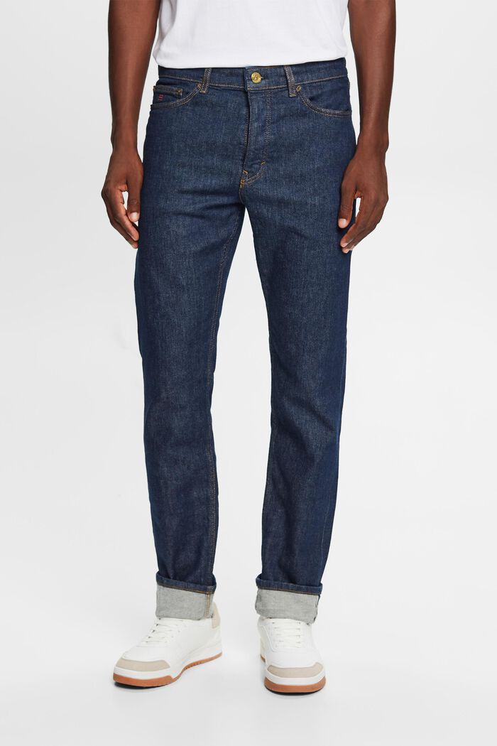 Gerade Jeans mit mittelhohem Bund, BLUE RINSE, detail image number 0
