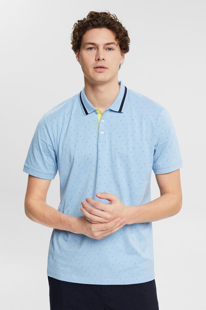 Poloshirt mit Allover-Muster, LIGHT AQUA BLUE, detail image number 0