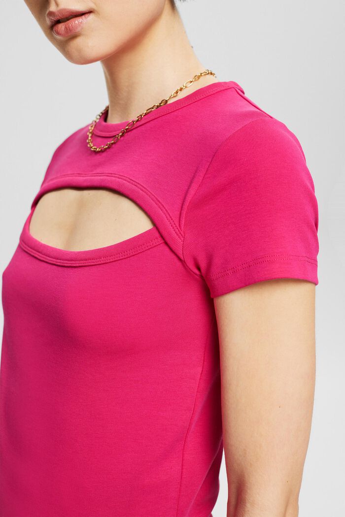 T-Shirt mit Cut-Out, PINK FUCHSIA, detail image number 4