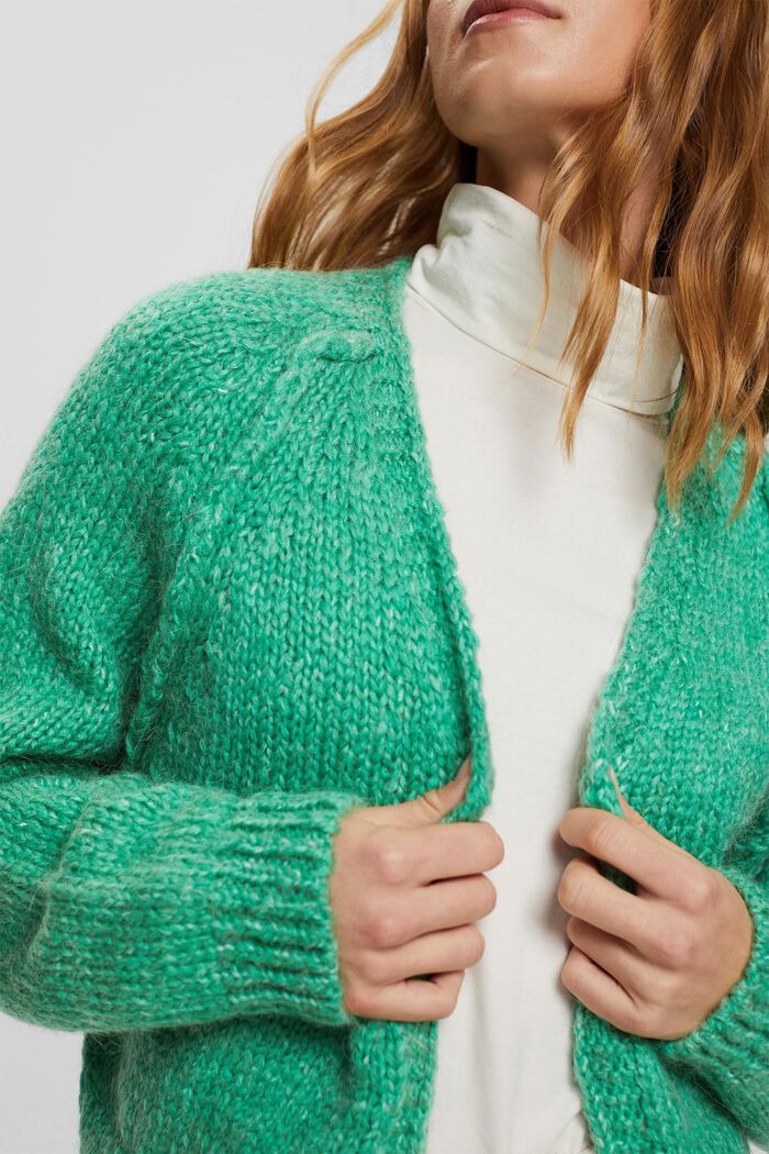 Cropped-Cardigan aus Wollmix, LIGHT GREEN, detail image number 2