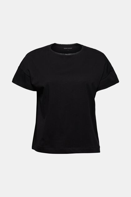 Boxy T-Shirt mit Mesh, Bio-Baumwolle, BLACK, overview