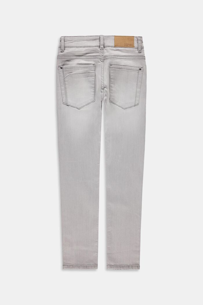 Jeans mit Used-Effekten und Verstellbud, GREY LIGHT WASHED, detail image number 1