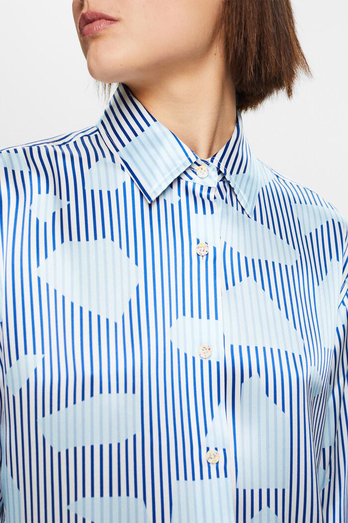 Button-Up-Seidenhemd mit Print, BRIGHT BLUE, detail image number 3
