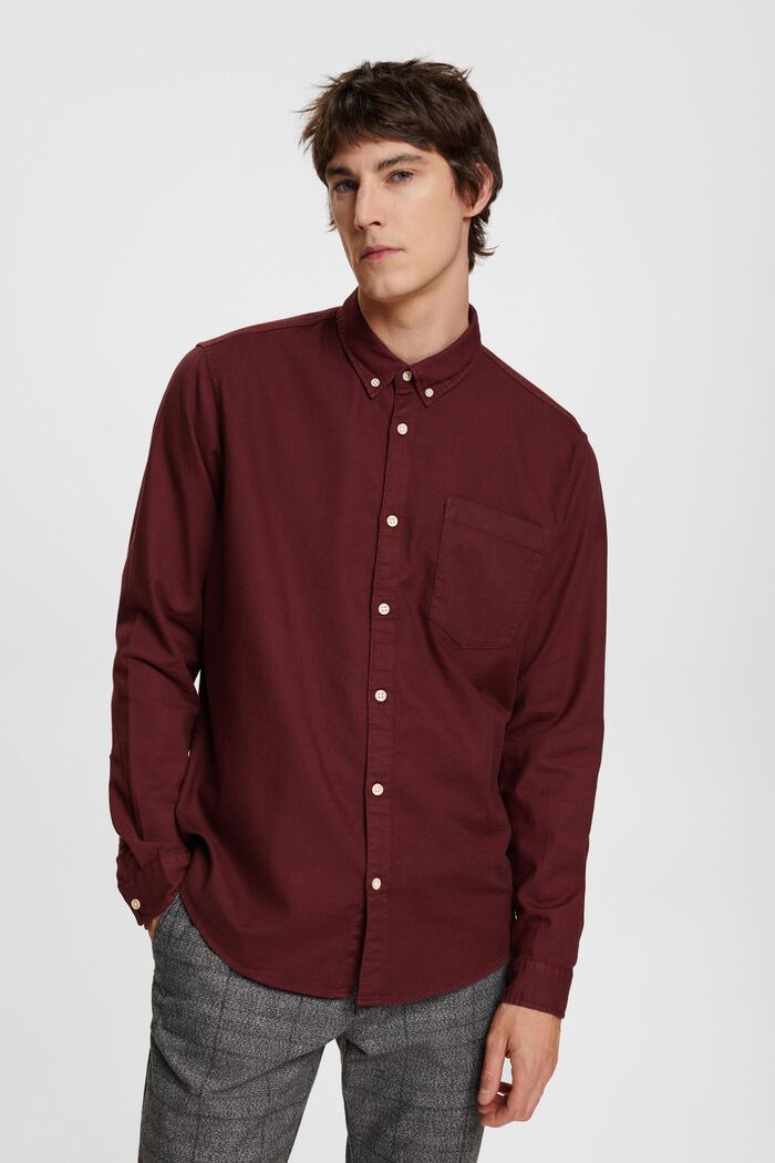 Button-Down-Hemd aus Baumwolle, BORDEAUX RED, detail image number 0