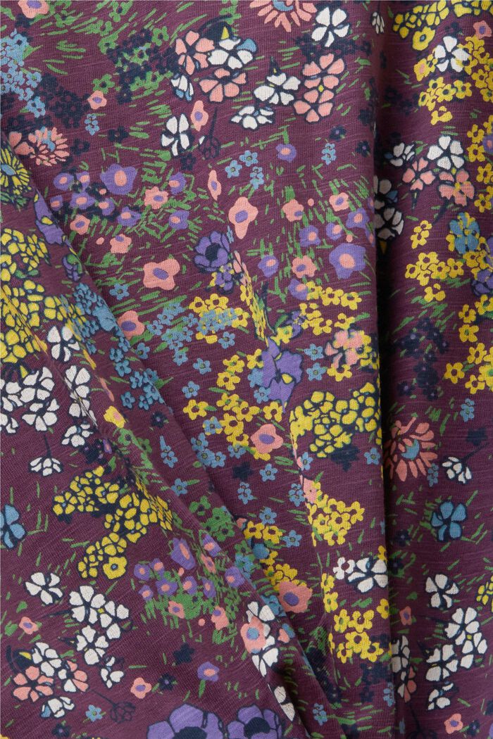 Baumwoll-T-Shirt mit floralem Print, DARK PURPLE, detail image number 4