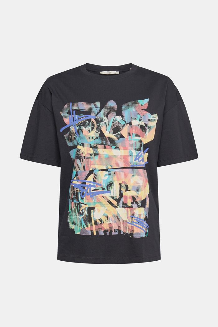T-Shirt mit Graffiti-Print, BLACK, overview