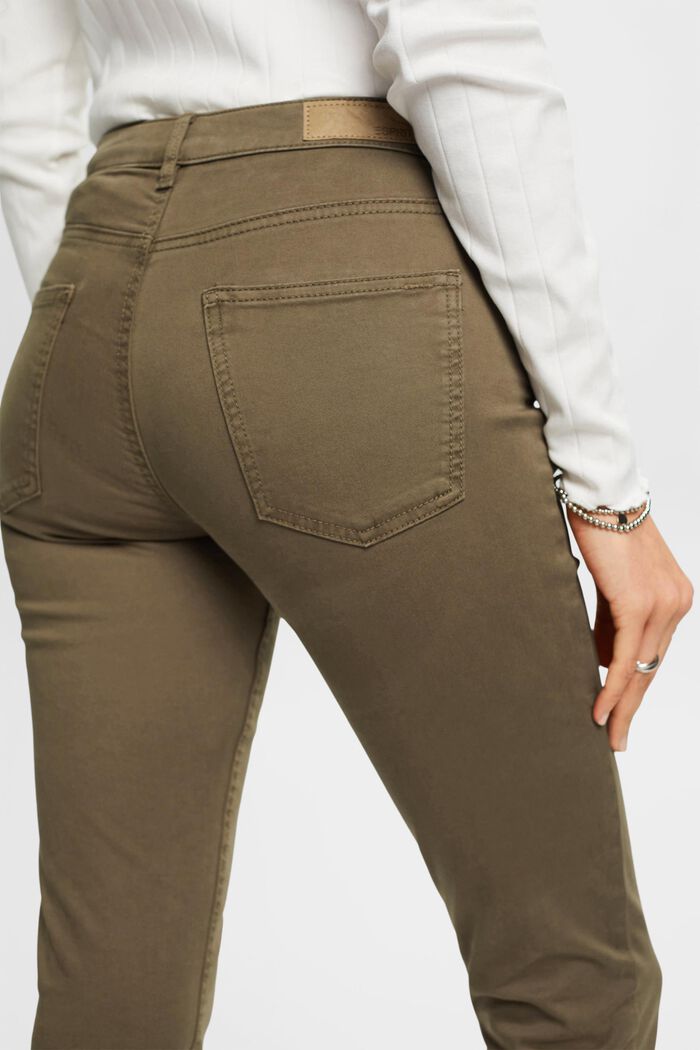 Stretchige Mid-Rise-Hose in Cropped-Länge, KHAKI GREEN, detail image number 4