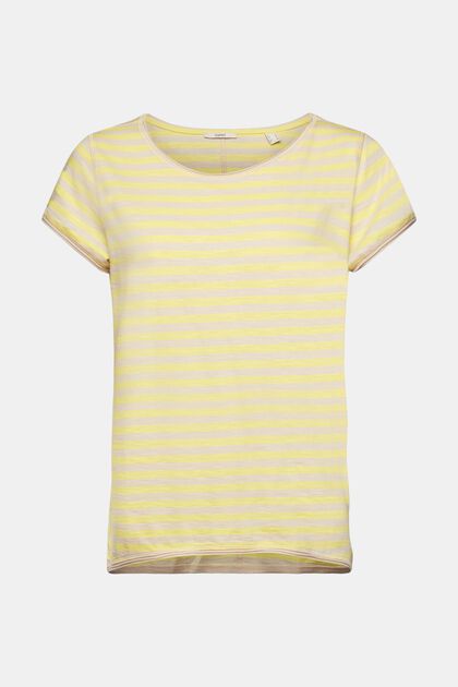 Streifen-T-Shirt mit Rollkanten, LIGHT TAUPE, overview