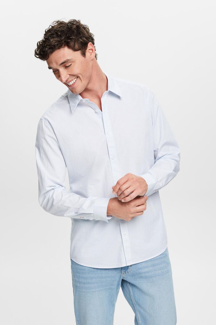 Schmal geschnittenes Hemd mit Allover-Dessin, WHITE, detail image number 0