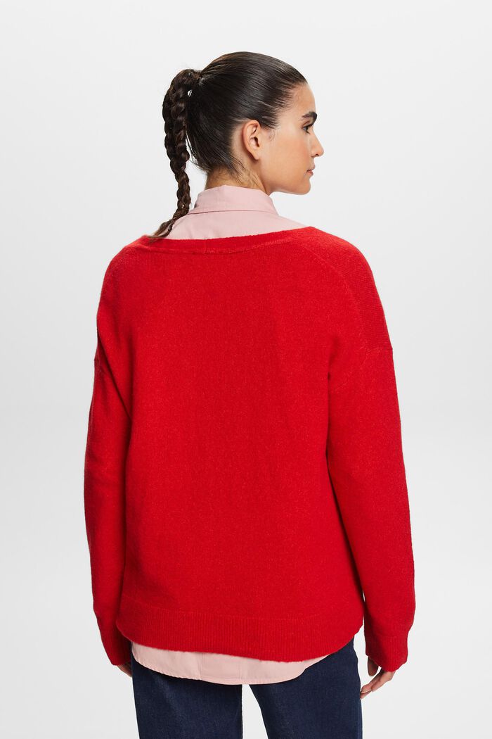Wollmix-Pullover mit V-Ausschnitt, DARK RED, detail image number 3