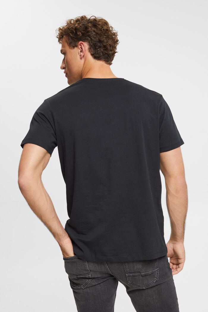T-Shirt mit V-Ausschnitt aus nachhaltiger Baumwolle, BLACK, detail image number 3