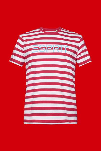 Gestreiftes T-Shirt aus nachhaltiger Baumwolle, RED, overview