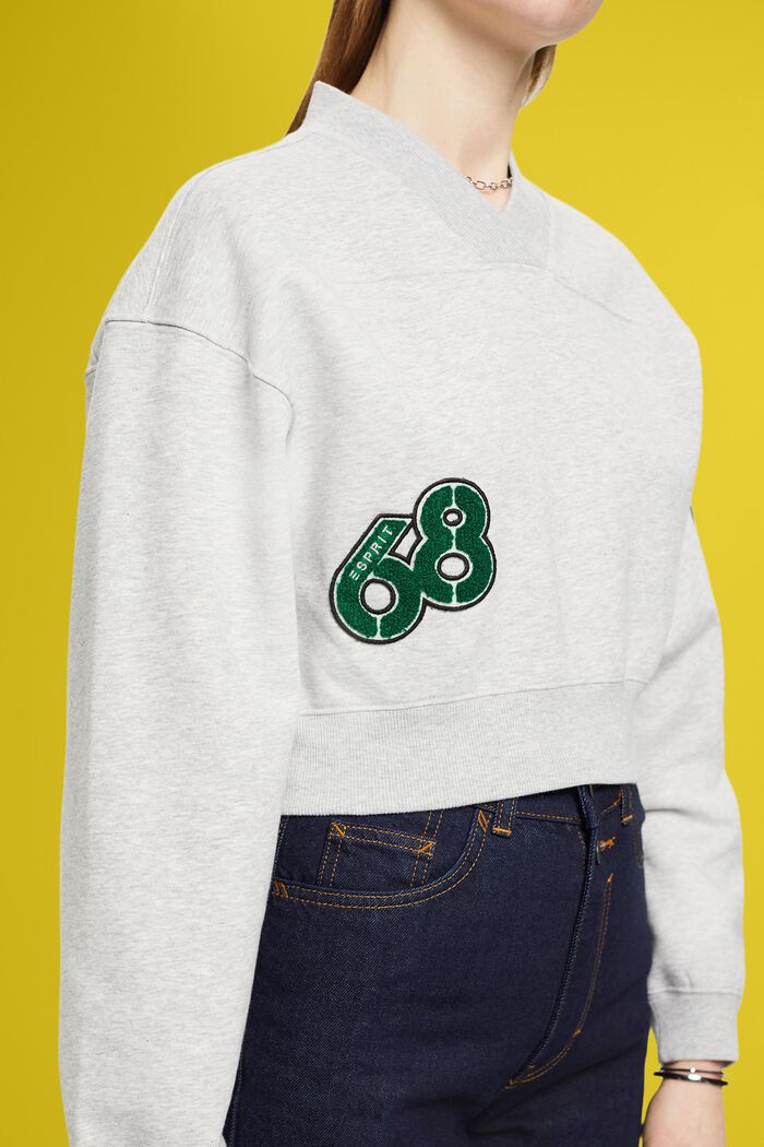 Cropped College-Sweatshirt mit Patches, LIGHT GREY, detail image number 2