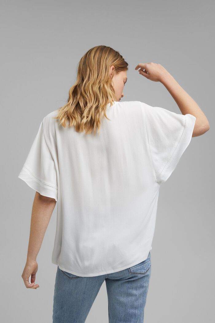 Kurzärmelige Bluse aus LENZING™ ECOVERO™, OFF WHITE, detail image number 3