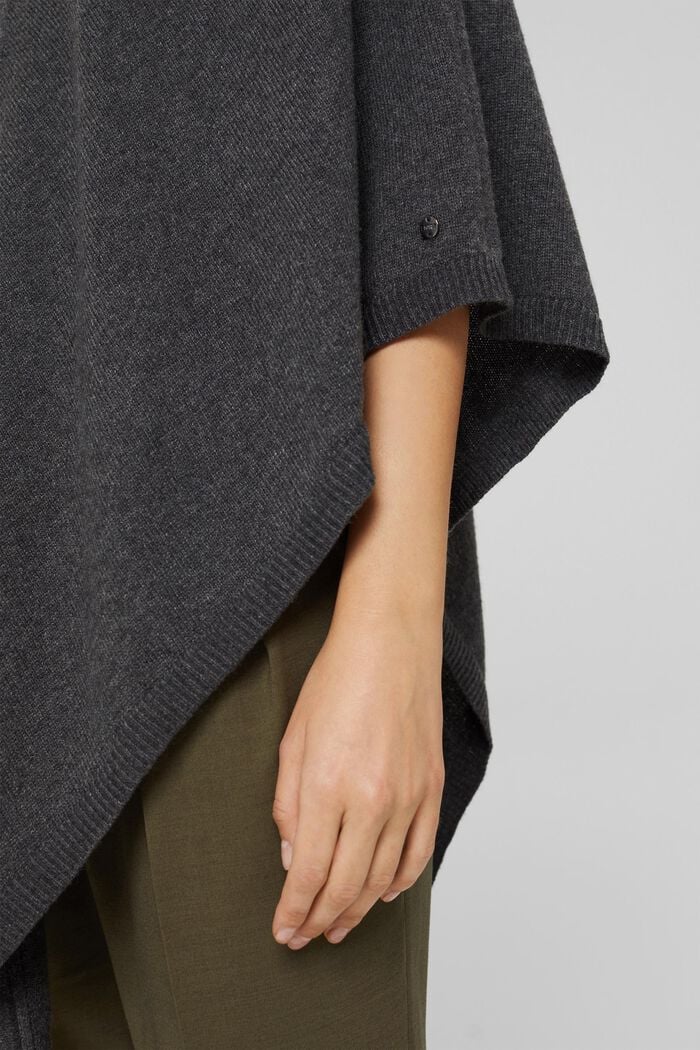 Recycelt: Woll-Mix-Poncho, DARK GREY, detail image number 3
