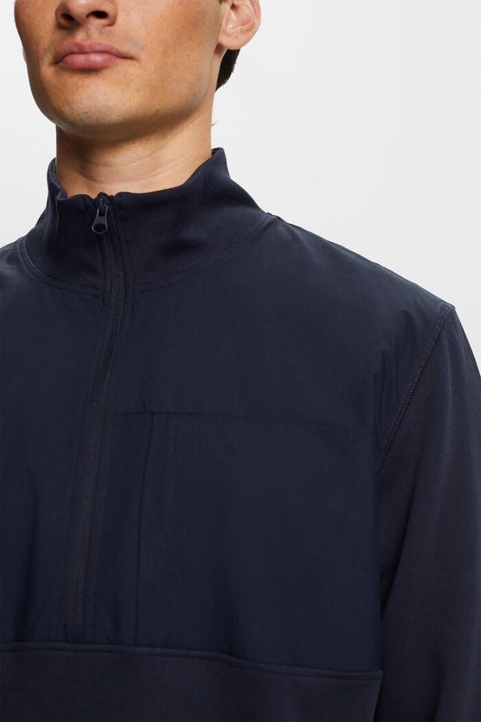 Troyer-Sweatshirt aus Materialmix, NAVY, detail image number 2