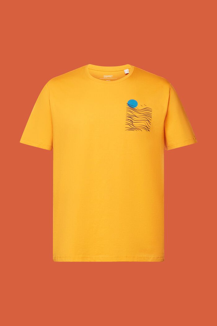 Jersey-T-Shirt mit Brust-Print, 100 % Baumwolle, BRIGHT ORANGE, detail image number 6