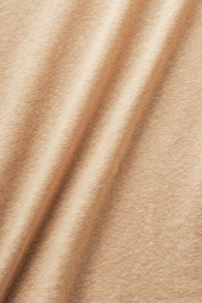 T-Shirt aus Baumwolle-Leinen-Mix, BEIGE, detail image number 4