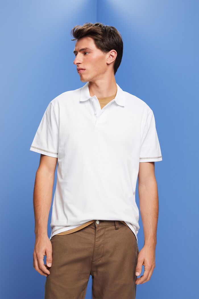 Poloshirt aus Jersey, 100 % Baumwolle, WHITE, detail image number 0