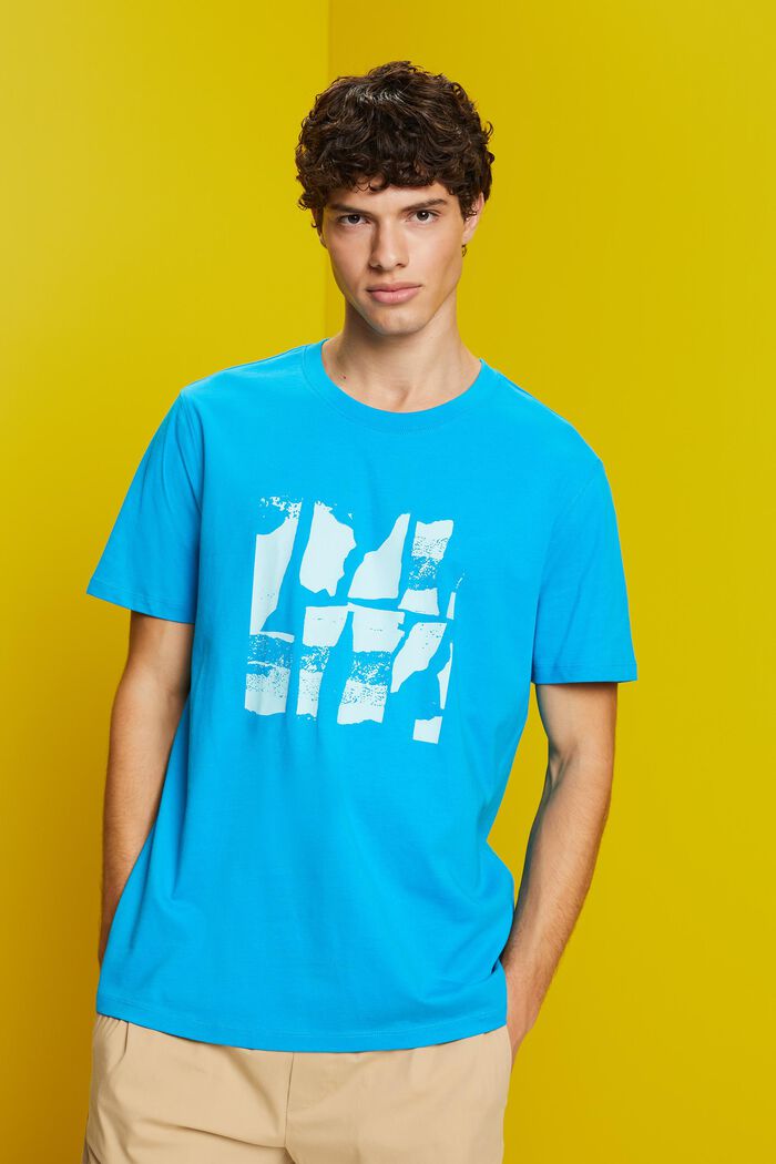 T-Shirt mit Frontprint, 100% Baumwolle, DARK TURQUOISE, detail image number 0