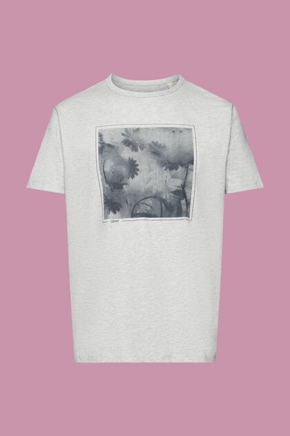 T-Shirt aus Baumwolle-Viskose-Mix mit Print, LIGHT GREY, overview