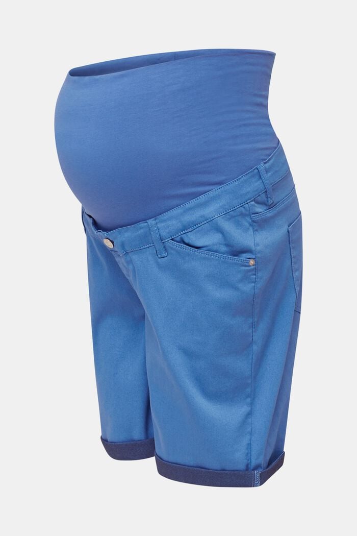 Stretch-Shorts mit Überbauchbund, GREY BLUE, overview