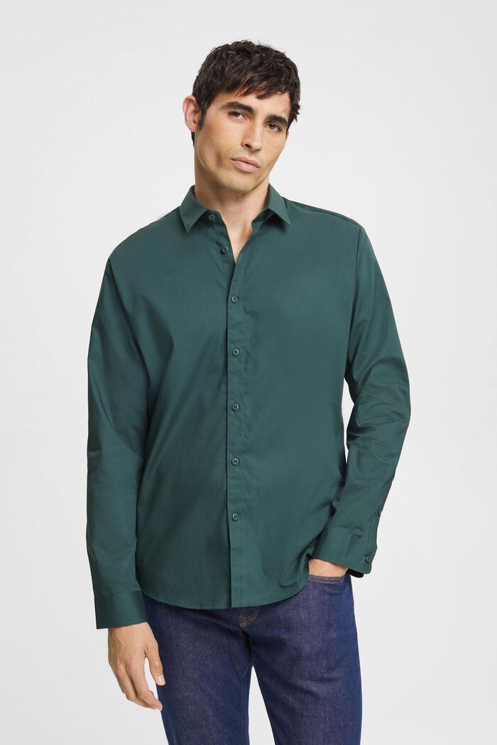 Nachhaltiges Baumwollhemd, DARK TEAL GREEN, detail image number 0