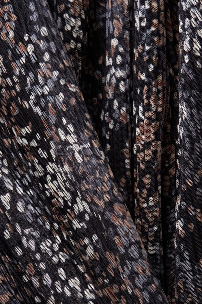 Plissiertes Mesh-Kleid mit Muster, BLACK, detail image number 5